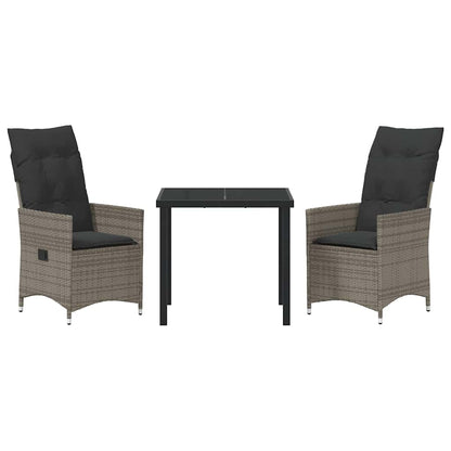 Set da Pranzo per Giardino con cuscino 3 pcs Grigio Poly Rattan - homemem39