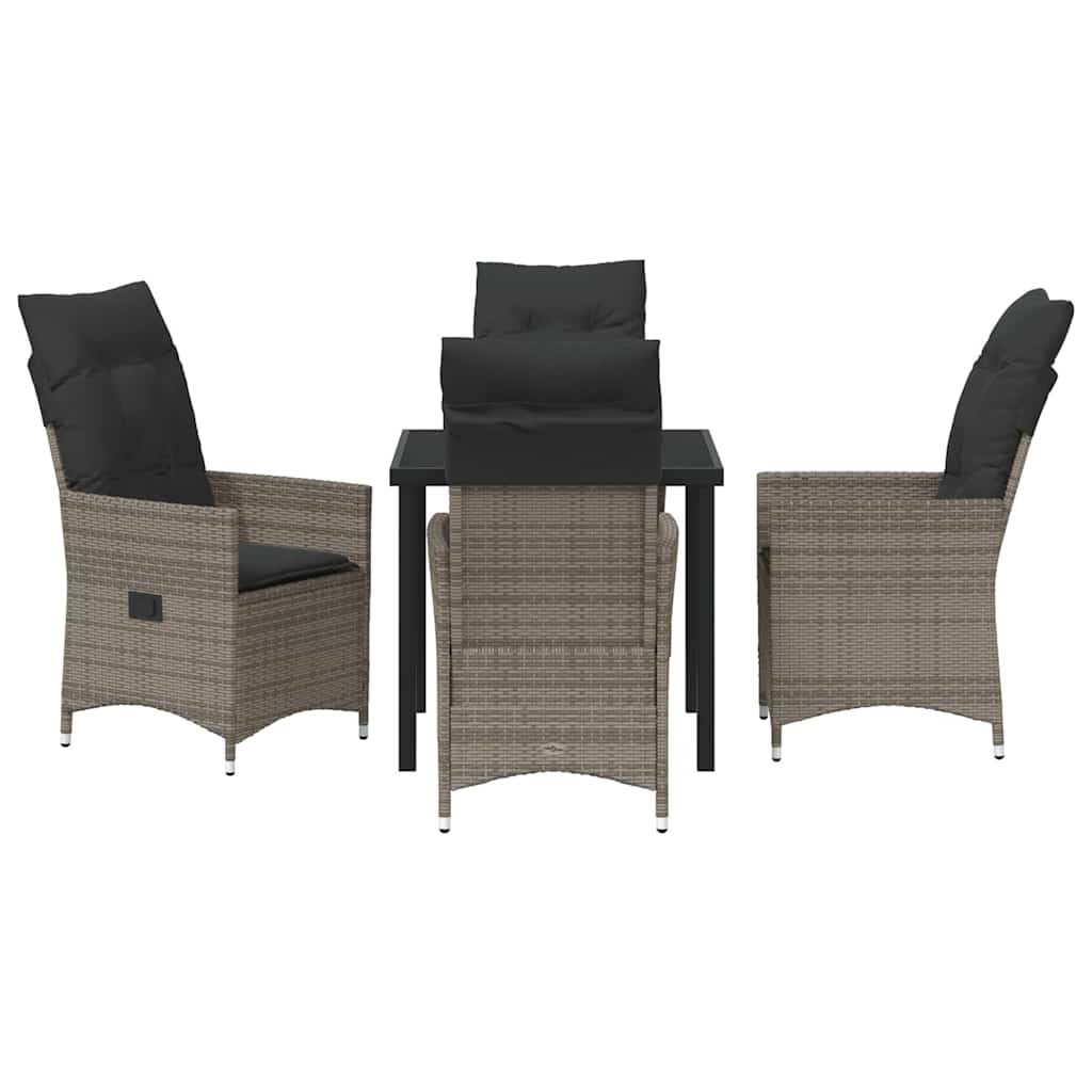 Set da Pranzo per Giardino con cuscino 5 pcs Grigio Poly Rattan - homemem39