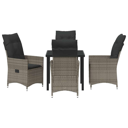 Set da Pranzo per Giardino con cuscino 5 pcs Grigio Poly Rattan - homemem39