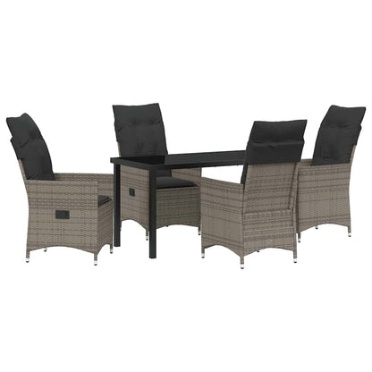 Set da Pranzo per Giardino con cuscino 5 pcs Grigio Poly Rattan - homemem39