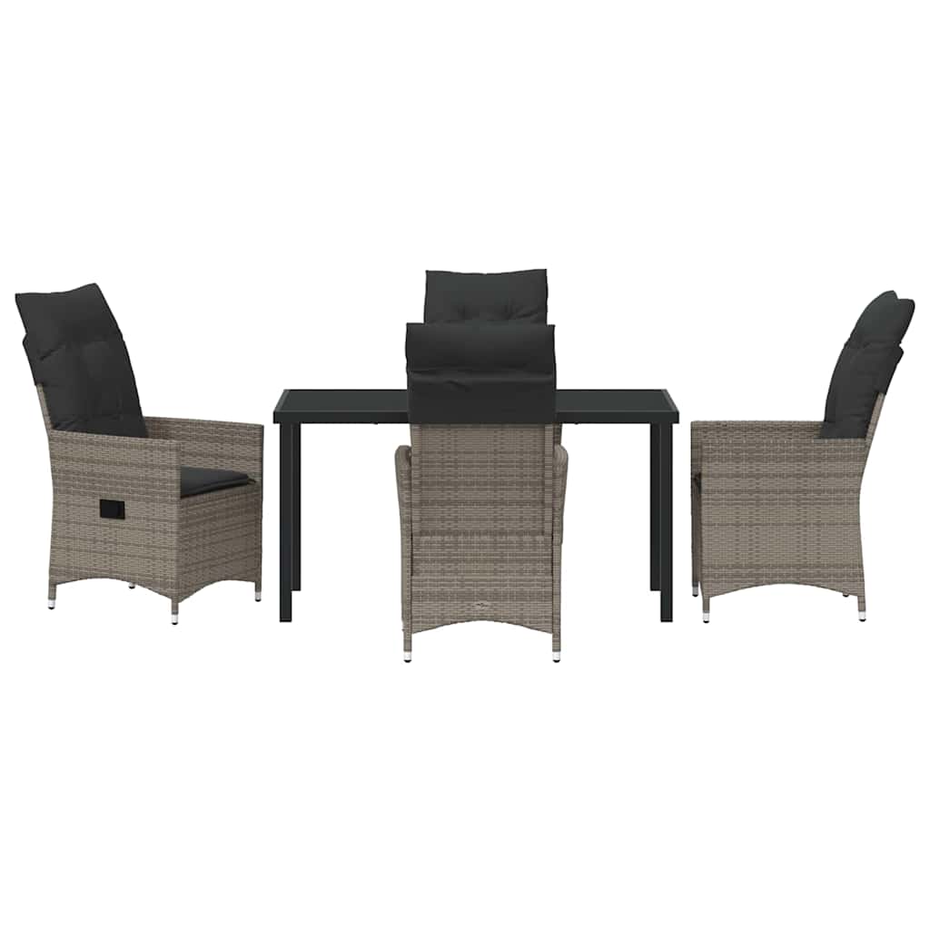 Set da Pranzo per Giardino con cuscino 5 pcs Grigio Poly Rattan - homemem39