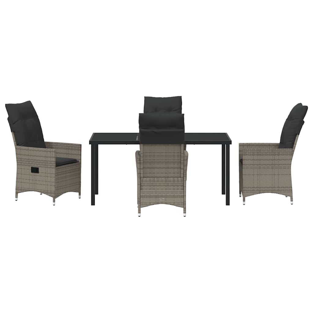 Set da Pranzo per Giardino con cuscino 5 pcs Grigio Poly Rattan - homemem39