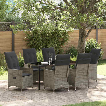 Set da Pranzo per Giardino con cuscino 7 pcs Grigio Poly Rattan - homemem39
