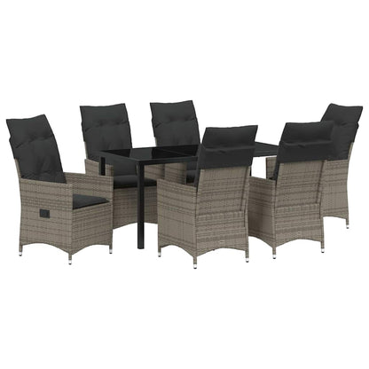 Set da Pranzo per Giardino con cuscino 7 pcs Grigio Poly Rattan - homemem39