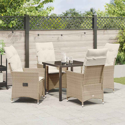 Set da Pranzo per Giardino con cuscino 5 pcs Beige Poly Rattan - homemem39
