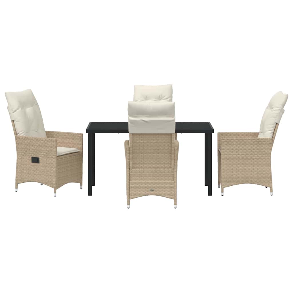 Set da Pranzo per Giardino con cuscino 5 pcs Beige Poly Rattan - homemem39
