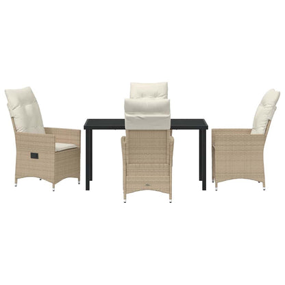 Set da Pranzo per Giardino con cuscino 5 pcs Beige Poly Rattan - homemem39