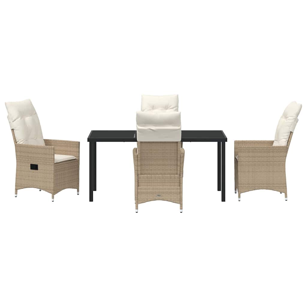 Set da Pranzo per Giardino con cuscino 5 pcs Beige Poly Rattan - homemem39
