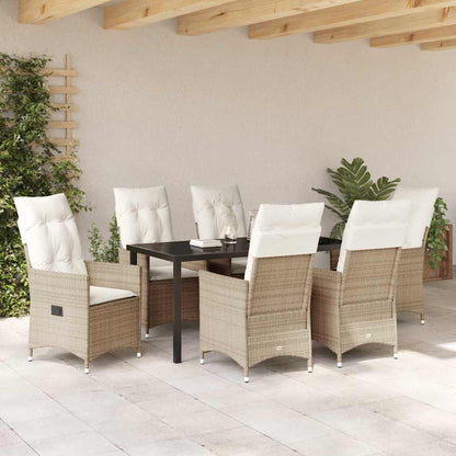 Set da Pranzo per Giardino con cuscino 7 pcs Beige Poly Rattan - homemem39
