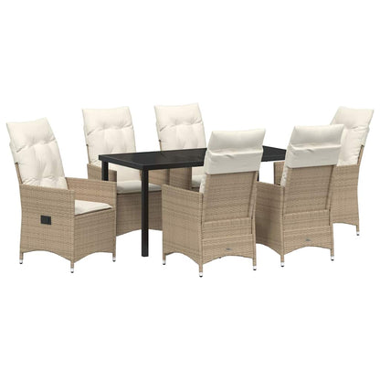Set da Pranzo per Giardino con cuscino 7 pcs Beige Poly Rattan - homemem39