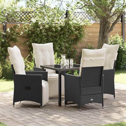 Set da Pranzo per Giardino con cuscino 5 pcs Nero Poly Rattan - homemem39