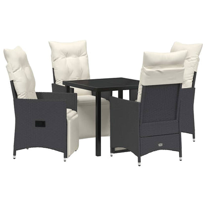 Set da Pranzo per Giardino con cuscino 5 pcs Nero Poly Rattan - homemem39