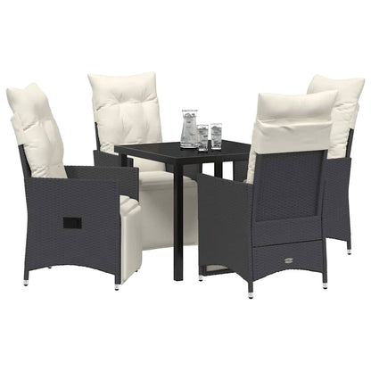 Set da Pranzo per Giardino con cuscino 5 pcs Nero Poly Rattan - homemem39