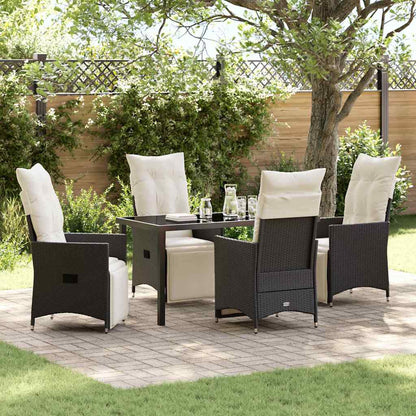 Set da Pranzo per Giardino con cuscino 5 pcs Nero Poly Rattan - homemem39