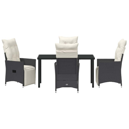 Set da Pranzo per Giardino con cuscino 5 pcs Nero Poly Rattan - homemem39