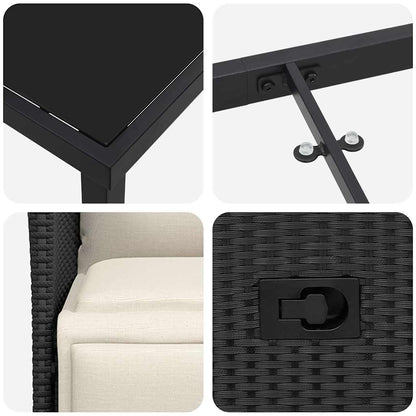 Set da Pranzo per Giardino con cuscino 7 pcs Nero Poly Rattan - homemem39