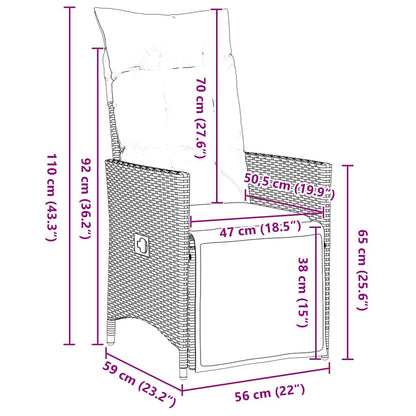 Set da Pranzo per Giardino con cuscino 7 pcs Nero Poly Rattan - homemem39