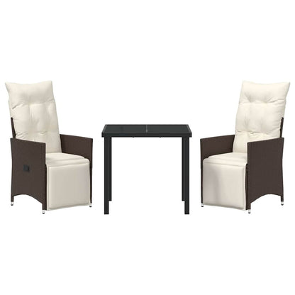 Set da Pranzo per Giardino 3 pcs Marrone Poly Rattan - homemem39