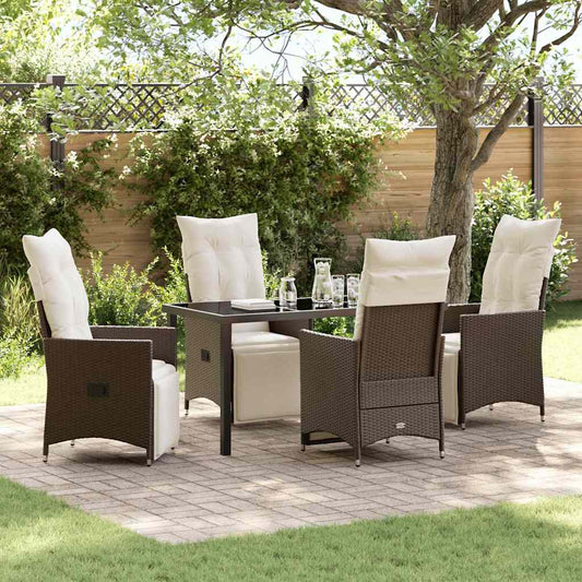 Set da Pranzo per Giardino 5 pcs Marrone Poly Rattan - homemem39
