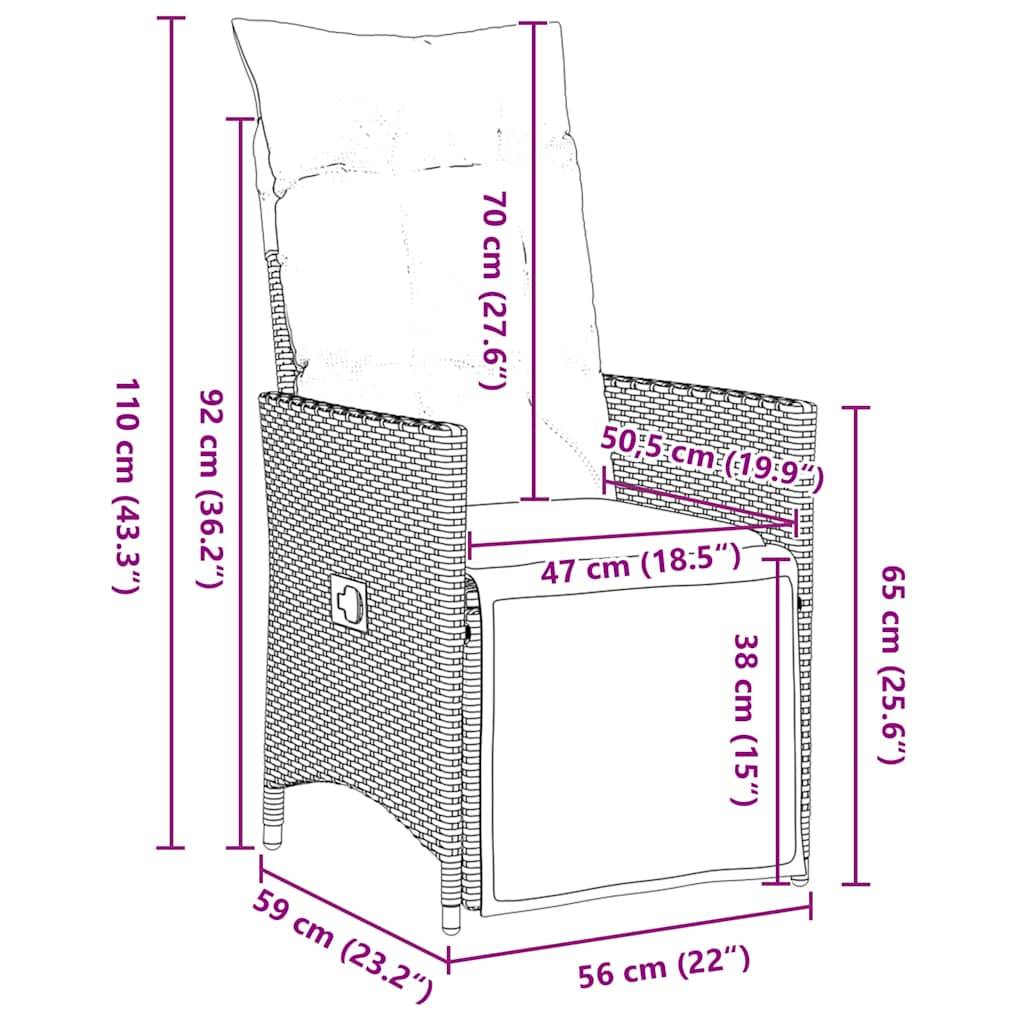 Set da Pranzo per Giardino 5 pcs Marrone Poly Rattan - homemem39