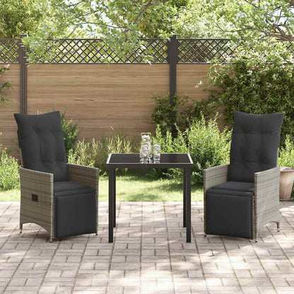 Set da Pranzo per Giardino con cuscino 3 pcs Grigio Poly Rattan - homemem39