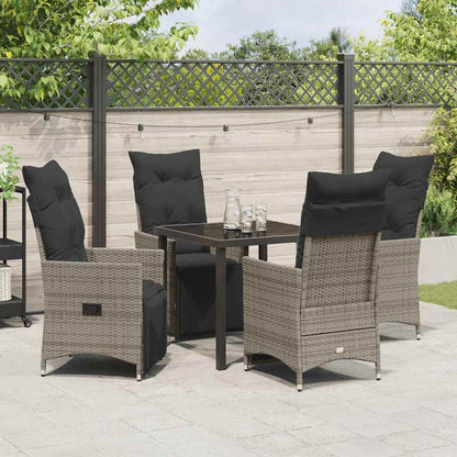 Set da Pranzo per Giardino con cuscino 5 pcs Grigio Poly Rattan - homemem39
