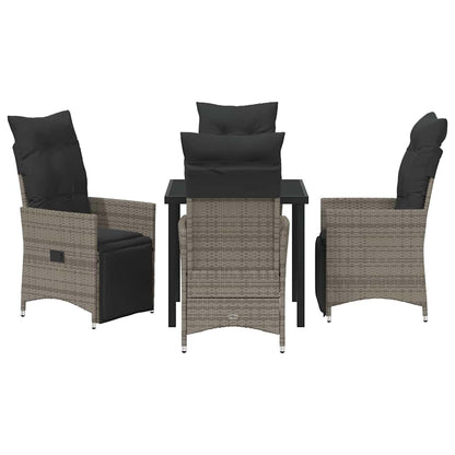 Set da Pranzo per Giardino con cuscino 5 pcs Grigio Poly Rattan - homemem39