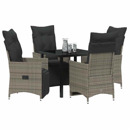 Set da Pranzo per Giardino con cuscino 5 pcs Grigio Poly Rattan - homemem39