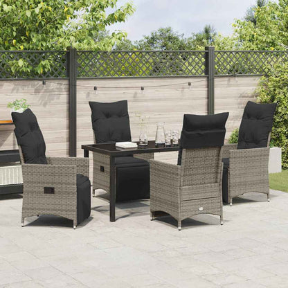 Set da Pranzo per Giardino con cuscino 5 pcs Grigio Poly Rattan - homemem39