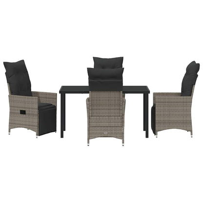 Set da Pranzo per Giardino con cuscino 5 pcs Grigio Poly Rattan - homemem39