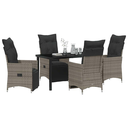 Set da Pranzo per Giardino con cuscino 5 pcs Grigio Poly Rattan - homemem39