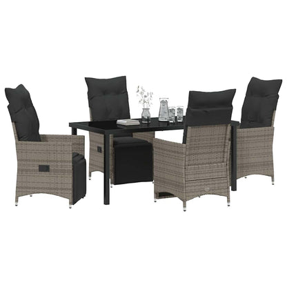 Set da Pranzo per Giardino con cuscino 5 pcs Grigio Poly Rattan - homemem39