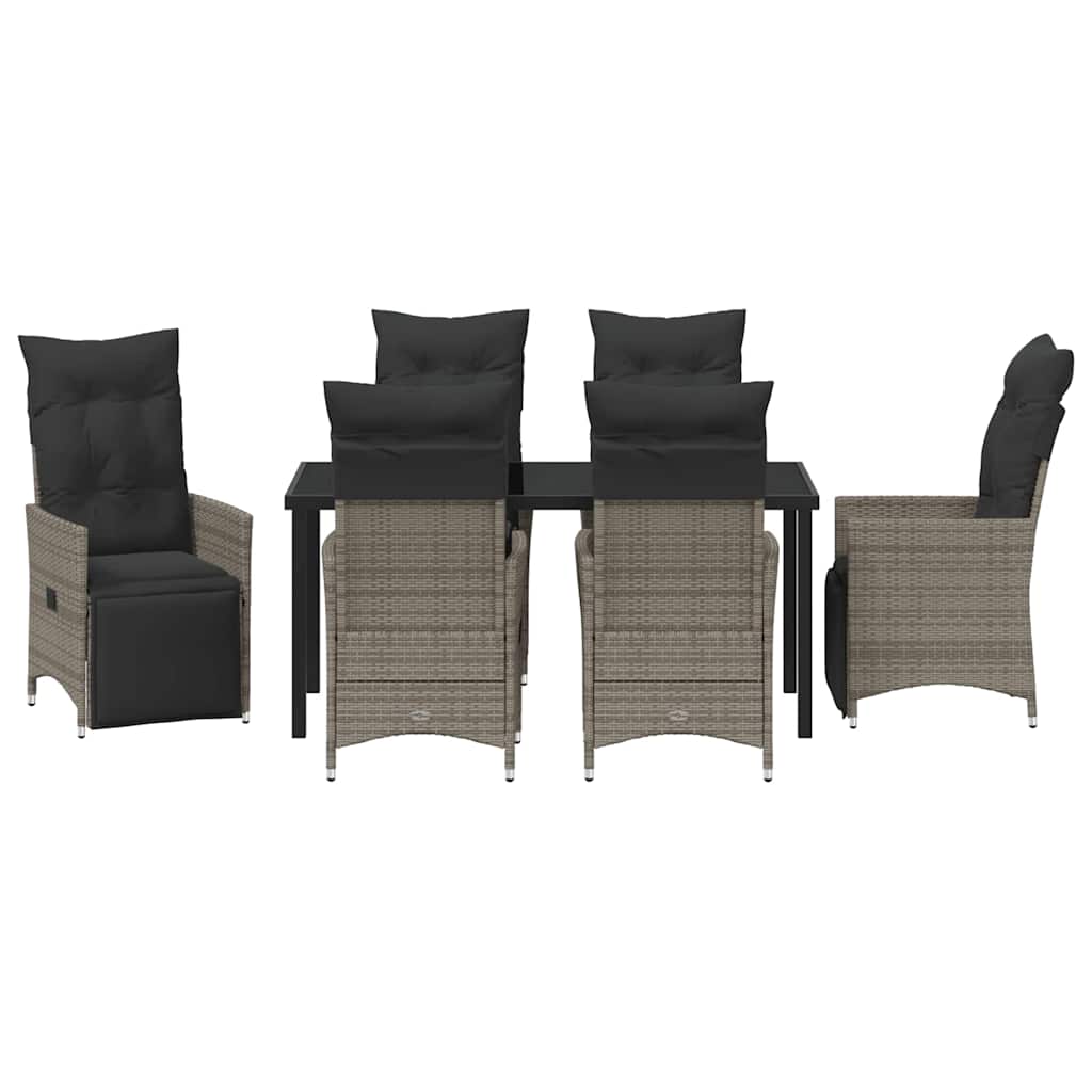 Set da Pranzo per Giardino con cuscino 7 pcs Grigio Poly Rattan - homemem39