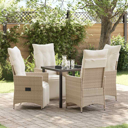 Set da Pranzo per Giardino con cuscino 5 pcs Beige Poly Rattan - homemem39
