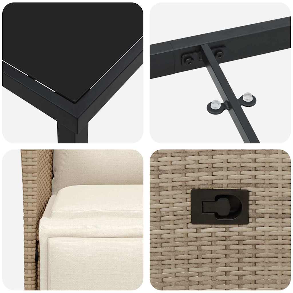 Set da Pranzo per Giardino con cuscino 5 pcs Beige Poly Rattan - homemem39