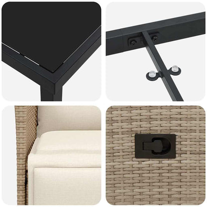 Set da Pranzo per Giardino con cuscino 7 pcs Beige Poly Rattan - homemem39