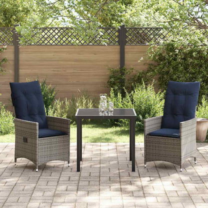 Set da Pranzo per Giardino 3 pcs Grigio polyrattan - homemem39