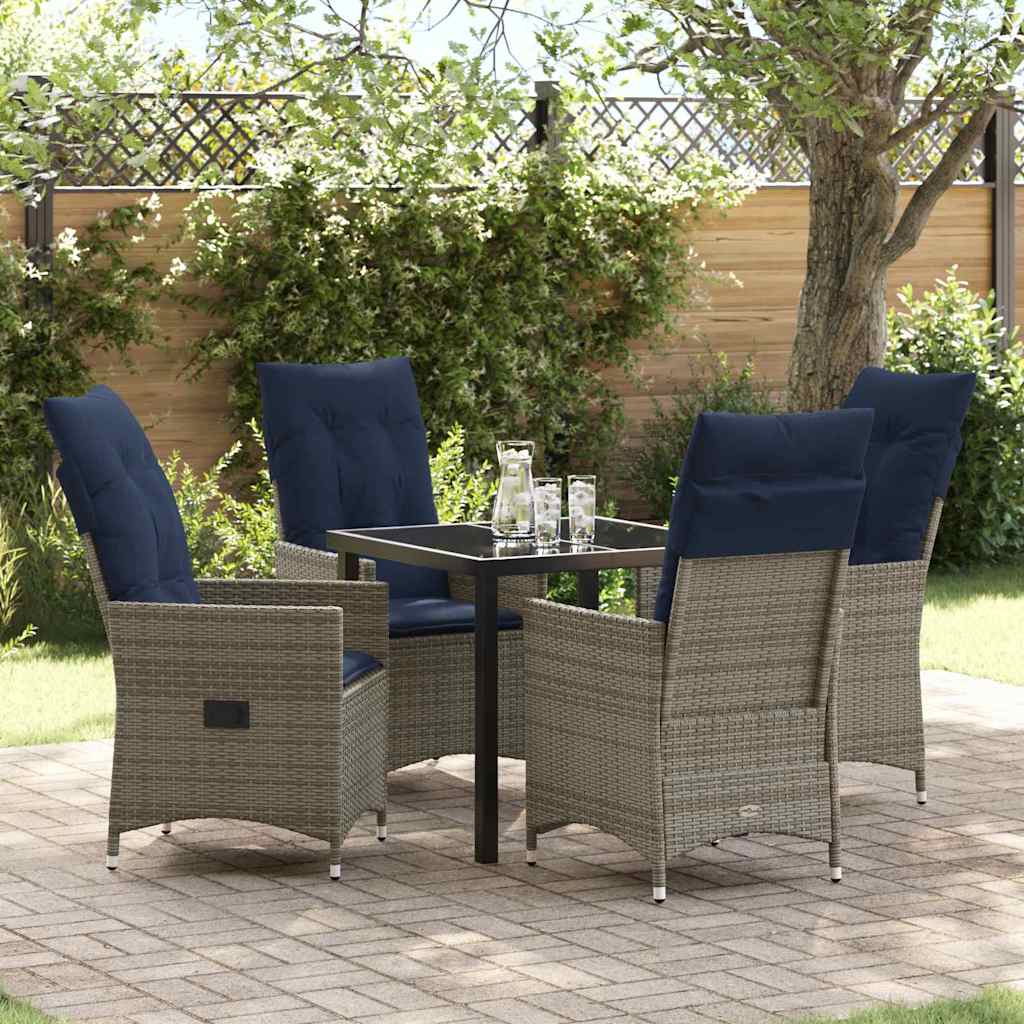 Set da Pranzo per Giardino 5 pcs Grigio polyrattan - homemem39