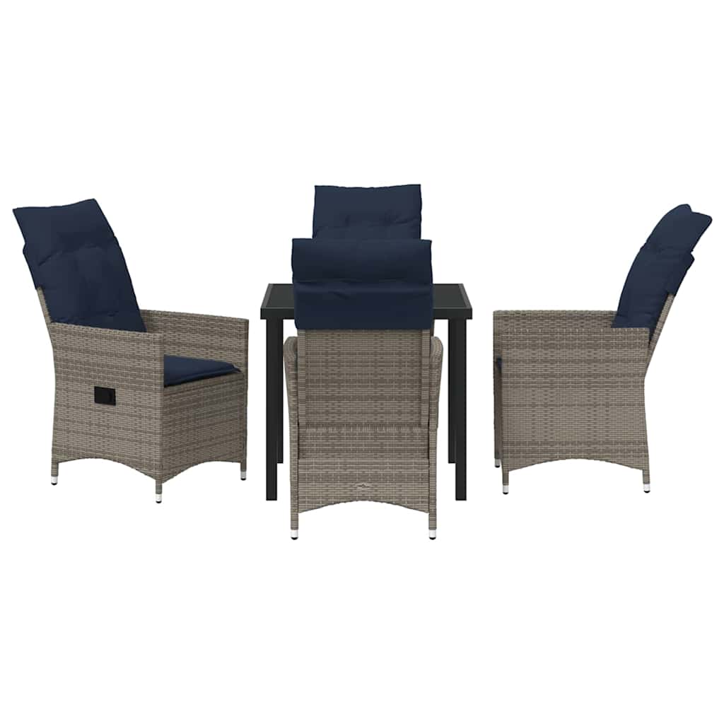 Set da Pranzo per Giardino 5 pcs Grigio polyrattan - homemem39