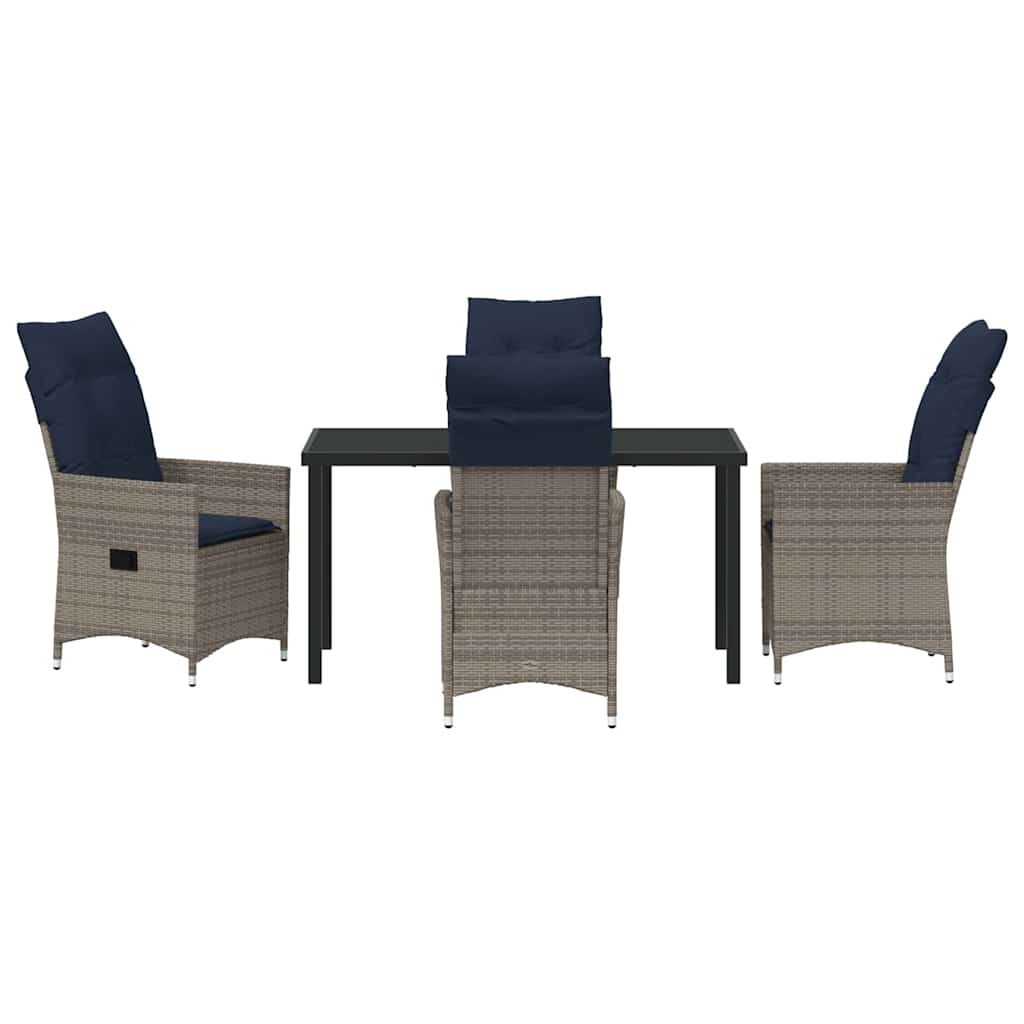 Set da Pranzo per Giardino 5 pcs Grigio polyrattan - homemem39