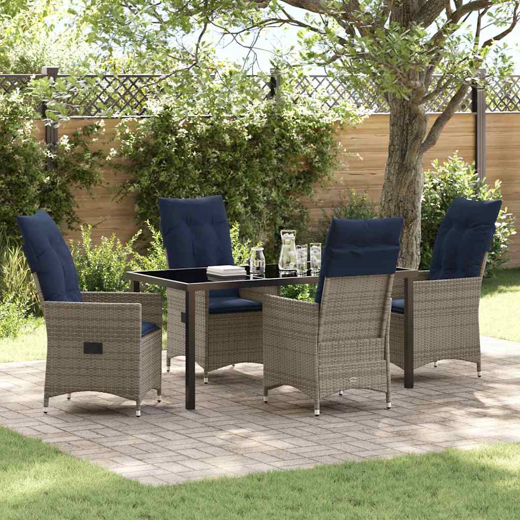 Set da Pranzo per Giardino 5 pcs Grigio polyrattan - homemem39
