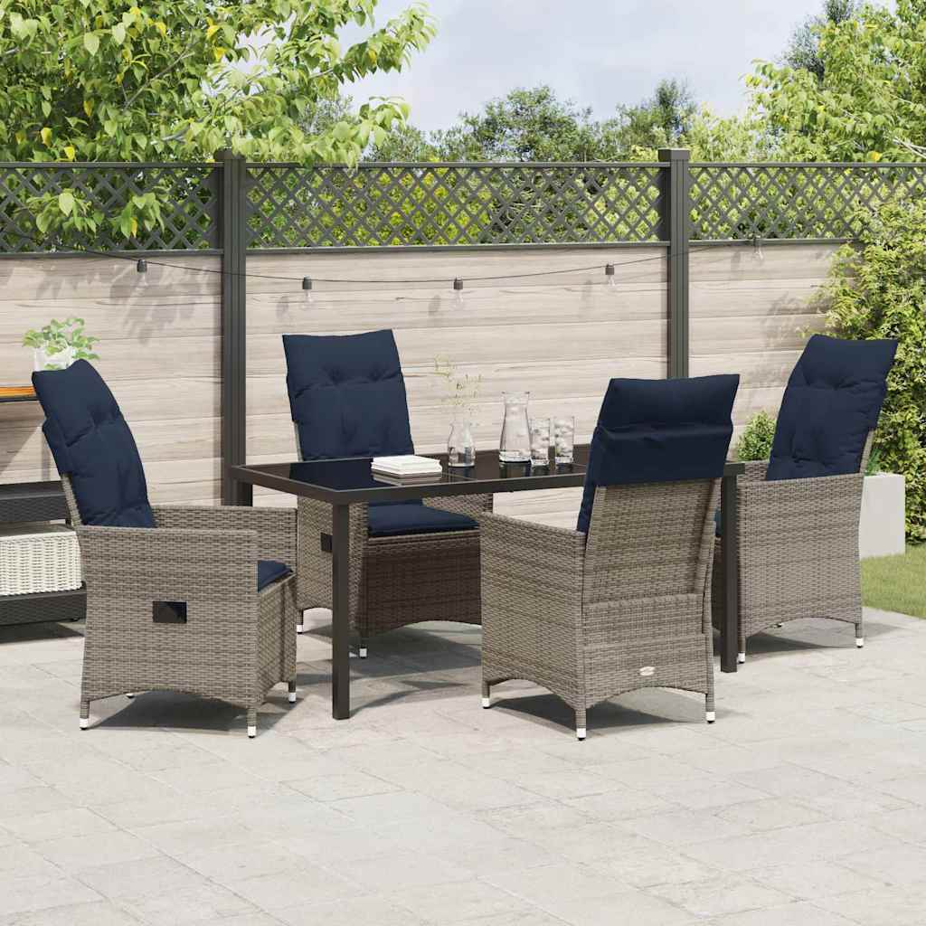 Set da Pranzo per Giardino 5 pcs Grigio polyrattan - homemem39