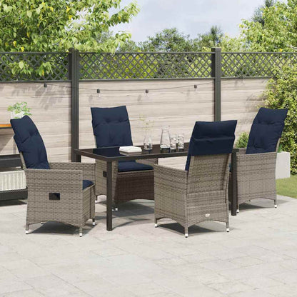 Set da Pranzo per Giardino 5 pcs Grigio polyrattan - homemem39