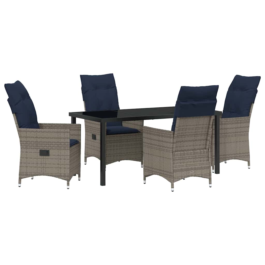 Set da Pranzo per Giardino 5 pcs Grigio polyrattan - homemem39