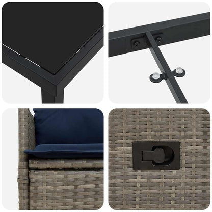 Set da Pranzo per Giardino 7 pcs Grigio polyrattan - homemem39