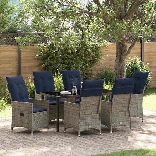 Set da Pranzo per Giardino 7 pcs Grigio polyrattan - homemem39
