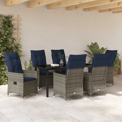 Set da Pranzo per Giardino 7 pcs Grigio polyrattan - homemem39