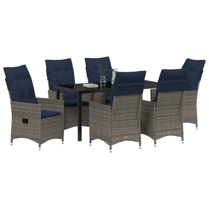 Set da Pranzo per Giardino 7 pcs Grigio polyrattan - homemem39