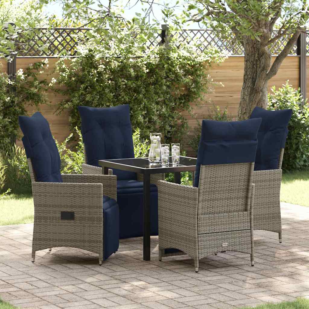 Set da Pranzo per Giardino 5 pcs Grigio polyrattan - homemem39
