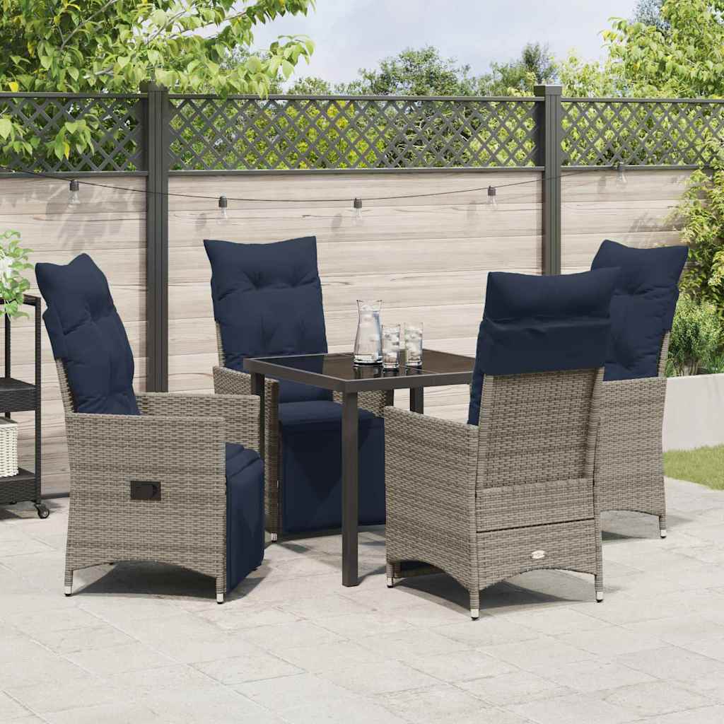 Set da Pranzo per Giardino 5 pcs Grigio polyrattan - homemem39